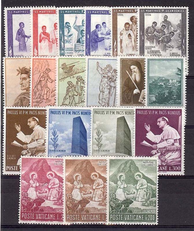 1965 Vatican City - Sc# 404-422 - Complete year set - MNH