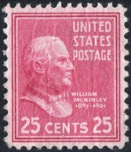 SC#829 25¢ William McKinley (1938) MLH