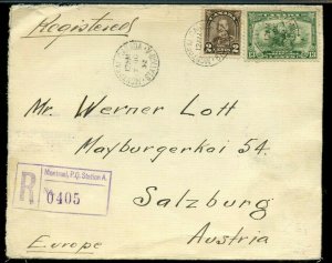 5c UPU surface rate to AUSTRIA 10c reg fee, 1932 cover Canada