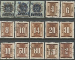 HUNGARY Sc#J195-J197, J198-J209 1951 Two Complete Postage Due Sets Most Used