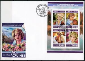 GUINEA  2017 20th MEMORIAL OF PRINCESS DIANA SHEET FDC