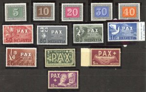 Switzerland 1945 Pax Set complete MNH, no faults, Marchand certificate