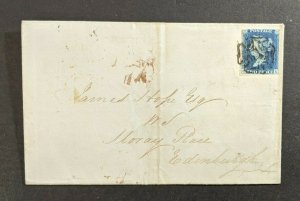 1841 Great Britain Folded Letter with Maltese Cross Cancel 2d Blue Scott #2