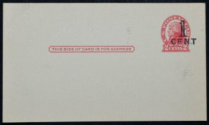 1920 US Sc. #UX33 (S45-22 Louisville surcharge) mint postal card, good shape
