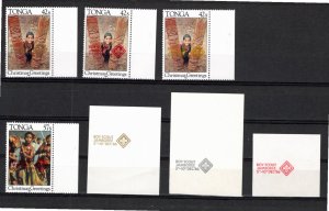 Tonga 1986 MNH Sc 644-5 VARIOUS COLOR OVERPRINT PROOFS