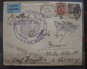 USA   1929 AROUND THE WORLD ZEPPELIN COVER
