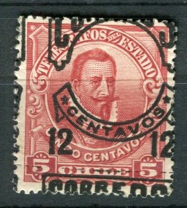 CHILE; 1903 early CORREOS Optd. issue fine Mint hinged 12/5c. Variety