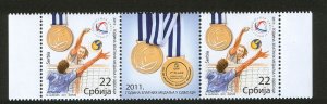 SERBIA-MNH**-STRIP-VOLLEYBALL GOLD MEDALS-MEN-2011.