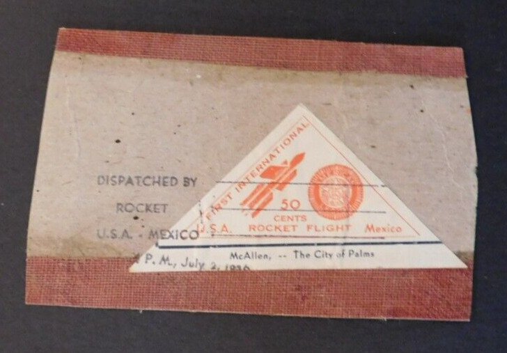 1936 McAllen TX USA First Flight cover To Reynosa Mexico Rocket Case Fragment