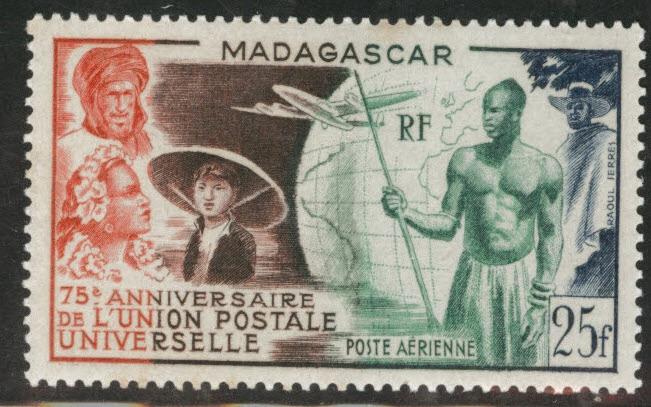 Madagascar Malagasy Scott C55 MH*  1949 UPU airmail