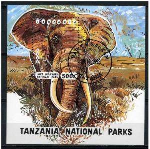Tanzania 1993 Scott 1192 sheet CTO, National Parks, elephant