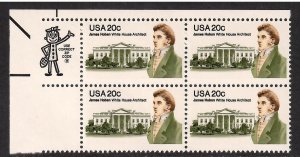 US # 1936 , James Hoban , VF OG NH U/L Zip Block of 4 - I Combine S/H