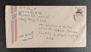 1947 Hong Kong China Airmail Cover to Seattle Washington USA