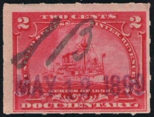 R164 2¢ Documentary Stamp (1898) Used/Date Stamp