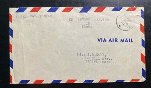 1951 Canadian Legion Field Post 25 OAS Korean War Airmail Cover To Regina Canada