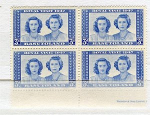 BASUTOLAND; 1947 early Royal Visit MINT MNH Inscription Margin BLOCK of 4