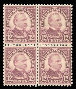 United States, 1930-Present #693 Cat$32, 1931 12c brown violet, block of four...