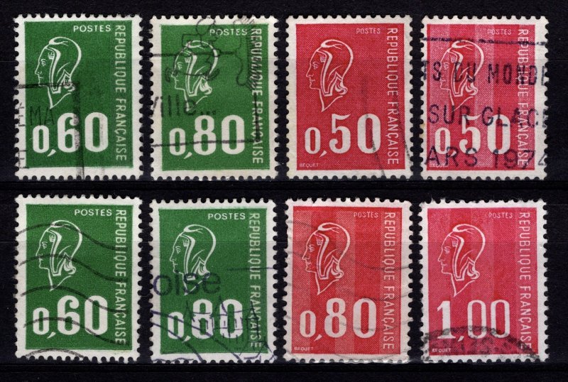 France 1971-76 Marianne Definitives, Part Set incl. phosphor var. [Used]