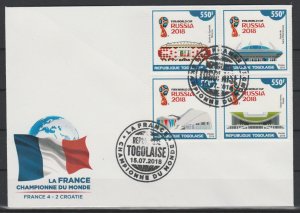 Togo 2018 FDC SPECIAL FRANCE CHAMPION FIFA World Cup Russia Football-