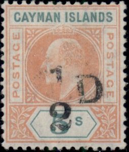 CAYMAN ISLANDS #18, ½ p on 5sh, og, LH, VF, Scott $325.00