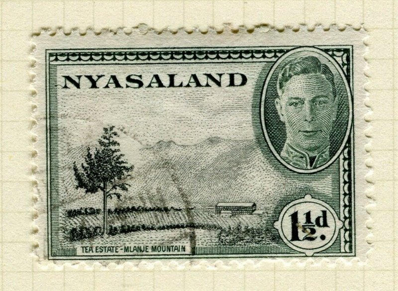 NYASALAND; 1945 early GVI issue fine used 1.5d. value