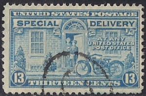 E17 13 cent Motorcycle, Blue, Stamp used F