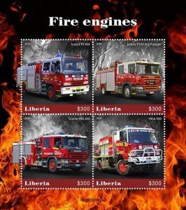 Liberia - 2020 Fire Engine Transports - 4 Stamp Sheet - LIB200312a
