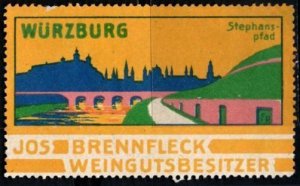 Vintage Germany Poster Stamp Wurzburg Stephen's Path Joseph Brennfleck W...