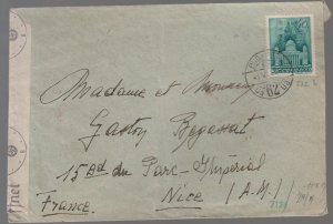 1941 censored Budapest Hungary Cover to Nice France