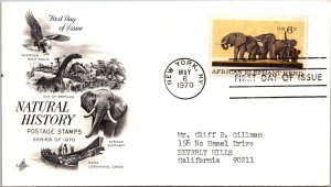 FDC 1970 SC #1390a Artcraft, African Elephant - New York, Ny - Single - J1924