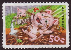 Australia 2005 Sc#2436 50c Pig & Frog, Animals, Farmyard USED.