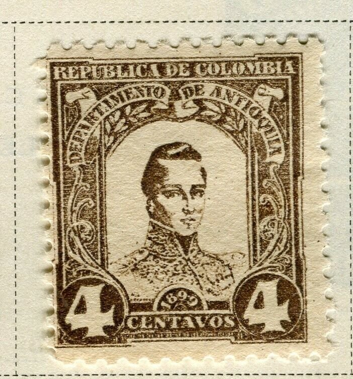 COLOMBIA ANTIOQUIA; 1899 early Bolivar issue Mint hinged 4c. value