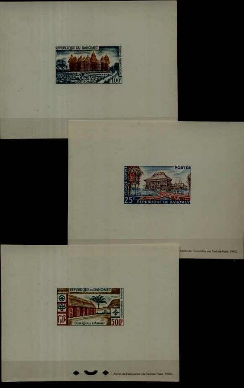 Dahomey 137,C14-15, 3 MNH epruve sheets Houses