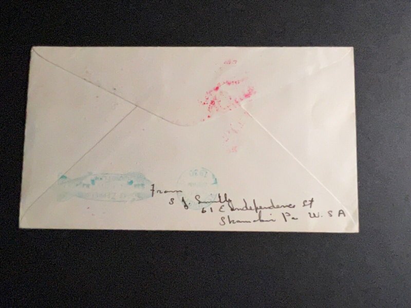 1930 Spain Zeppelin Airmail FFC Cover Seville to Shamokin PA USA