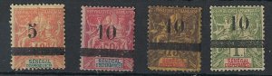 Senegal 1903 5 on 40c - 10 on 1f fine mint (10 on 75c fu) sg26-9 cat £198