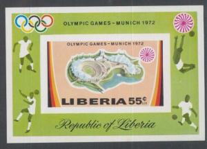 LIBERIA SOUVENIR SHEET #C192 Unused - Olympic Games Munich 1972 - FOS114b