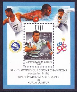 Fiji 829 MNH 1998 Rugby World Cup Kuala Lumpur Souvenir sheet