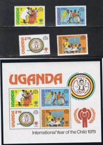 Uganda # 266-269, 269a, Year of the Child Overprinted, Mint NH, 1/2 Cat.