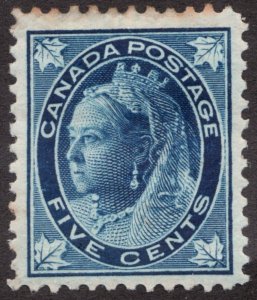 1897 Canada - Sc #70 - 5¢ Maple Queen - MH toned perforations - Estimate Cv $60