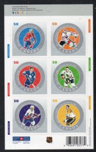 Canada Sc 2086 2005 NHL All Stars self adhesive stamps booklet pane mint NH