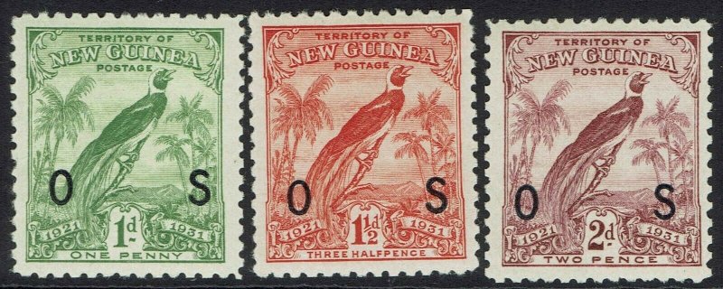 NEW GUINEA 1931 DATED BIRD OS 1D 11/2D AND 2D  