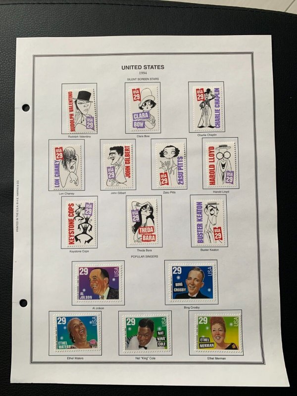 US 1994 two sets stamps new with album page