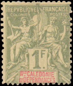 New Caledonia #58, Incomplete Set, High Value, 1892-1904, No Gum