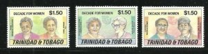 Álbum Tesoros Trinidad & Tobago Scott# 434-436 Década para Mujeres MNH