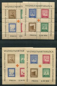GERMANY 1948 LOCAL ISSUE OLDENBURG SET OF 4 SHEETS MNH BUT WITH 1 FOLDED CORNER