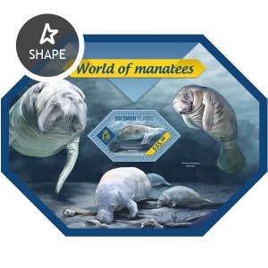 SOLOMON IS. - 2014 - World of Manatees - Perf Souv Sheet -Mint Never Hinged