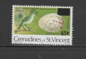 ST. VINCENT GRENADINES #266 1982 45c ON 50c BIRDS MINT VF NH O.G