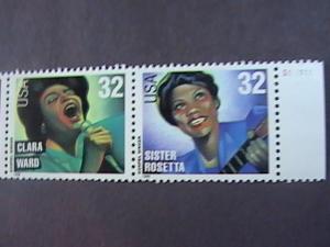 U.S.# 3216-3219(3219a)-MINT/NH-PLATE # STRIP OF 4-AMERICAN MUSIC-1998