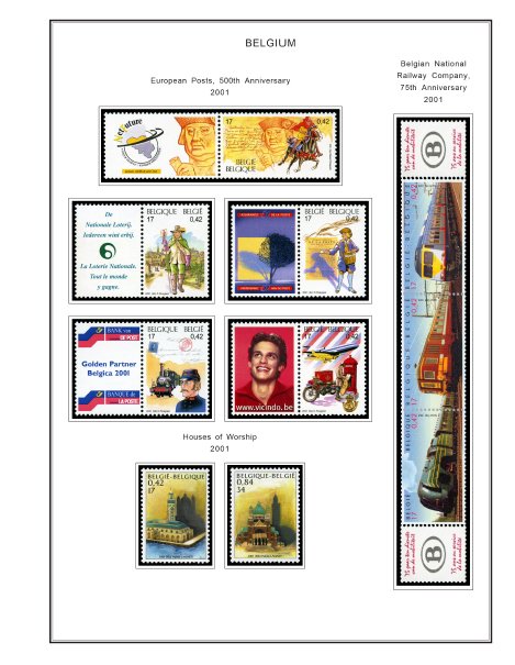 COLOR PRINTED BELGIUM 2000-2010 STAMP ALBUM PAGES (155 illustrated pages)