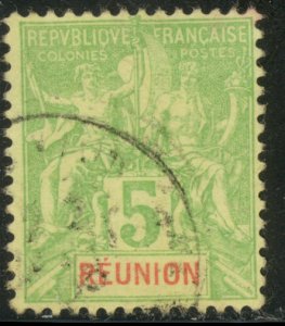 FRANCE / REUNION 1892-1905 5c Navigation and Commerce Issue Scott No. 38 VFU